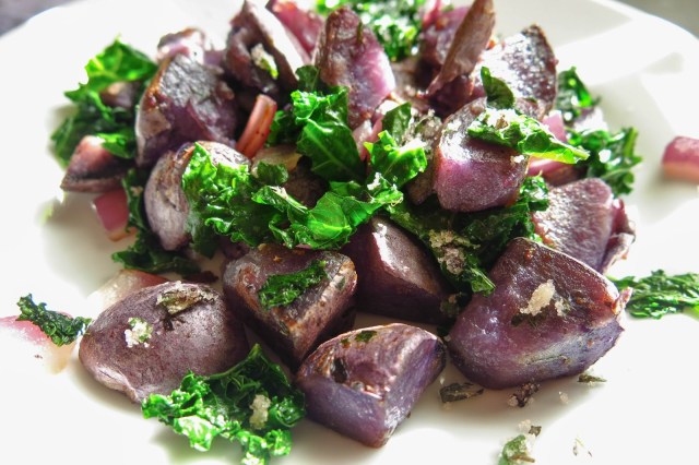Purple Potato and Kale Hash