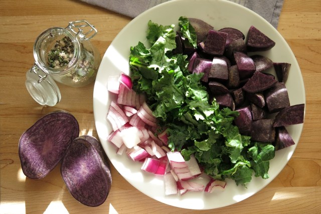 Purple Potatoes and Kale