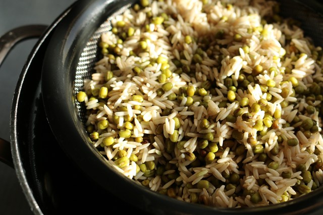 Rinsed Rice and Mung Beans